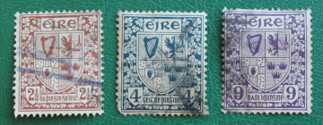 Ирландия 1940-41 Щит Герб Sc#110, 112, 115 Used