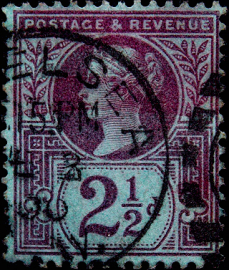 Великобритания 1887 год . Королева Виктория . 2,5 p. Каталог 5 £ . (9)