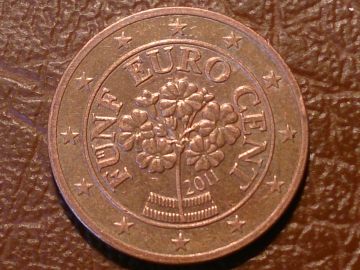 Австрия 5 евроцентов, евро центов, центов, 2011 год
