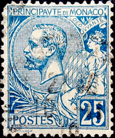 Монако 1901 год . Prince Albert I (1848-1922) 25 c . Каталог 5,50 £ . (1)