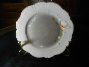 Старинная пирожковая тарелка МАКИ №2,фарфор, живопись, клеймо,ГАРДНЕР 1870-1880-е гг Россия