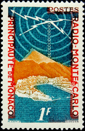 Монако 1951 год . Аэрофотосъемка страны с портом и передатчиком . 1 f . Каталог 1,50 €. (2)