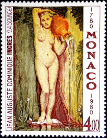 Монако 1980 год . "Весна" . Художник Ж. О. Д. Энгр (1780-1867) . Каталог 11,50 £. (2)