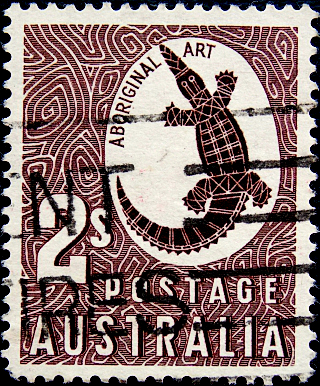 Австралия 1956 год . Искусство аборигенов-Крокодил Джонстона . Каталог 0,80 €. (5)