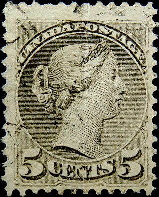 Канада 1875 год . Queen Victoria . 5 c . Каталог 800 £. (1)