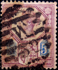 Великобритания 1888 год . Королева Виктория . 005 p. Каталог 15 £ . (4)