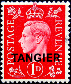 Марокко , Танжер 1937 год . Король Георг VI , надпечатка . 1 p . Каталог 6,0 €. 