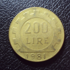 Италия 200 лир 1981 год.