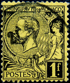 Монако 1891 год . Prince Albert I (1848-1922) . 1 fr. Каталог 14 € (2)