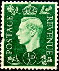 Великобритания 1937 год . King George VI . 0,5 p .
