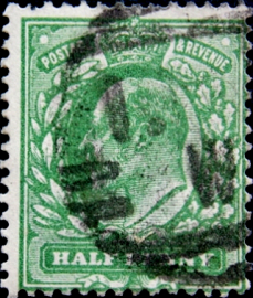 Великобритания 1902 год . король Эдвард VII . 0,5 p . Каталог 1,50 фунта . (5)