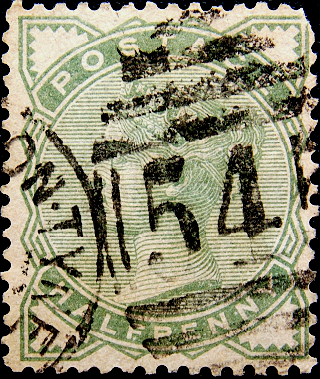 Великобритания 1880 год . Королева Виктория . 0,5 p. Каталог 22 £. 