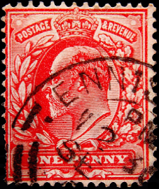 Великобритания 1902 год . король Эдвард VII . 1 p . Каталог 1,50 фунта . (13) 
