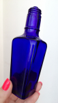 #145 Старое стекло Кёнигсберга Бутылка JAVOL одеколон кобальтовое синее стекло 20-е годы Германия Высота 14,5 см. - вид 2