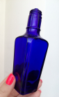 #145 Старое стекло Кёнигсберга Бутылка JAVOL одеколон кобальтовое синее стекло 20-е годы Германия Высота 14,5 см. - вид 4