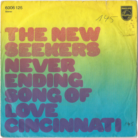 The New Seekers "Never Ending Song Of Love" 1971 Single  