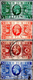 Великобритания 1935 год . Король Георг V. Серебряный юбилей , полная серия . Каталог 10,5 £.