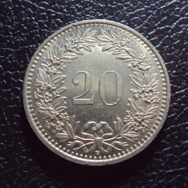Швейцария 20 раппен 1991 год.