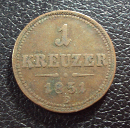 Австрия 1 крейцер 1851 год.