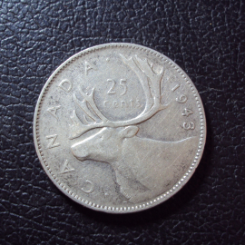 Канада 25 центов 1943 год.
