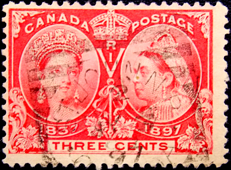 Канада 1897 год . Бриллиантовый юбилей королевы Виктории 3 с . Каталог 2,50 £ . (2)