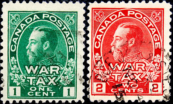 Канада 1915 год . Король Георг V , военный налог . Полная серия . Каталог 4,0 £. (1)