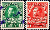 Канада 1915 год . Король Георг V , военный налог . Полная серия . Каталог 4,0 £. (2)