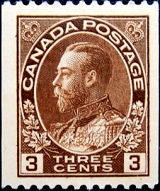 Канада 1921 год . Король Георг V 1911-22 "адмиральский мундир" . 3 с . Каталог 10,0 €.