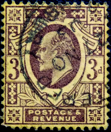  Великобритания 1902 год . король Эдвард VII . 3,0 p . Каталог 18 £ . (3)