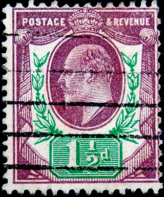 Великобритания 1902 год . король Эдвард VII . 1,5 p . Каталог 24 £ . (6) 