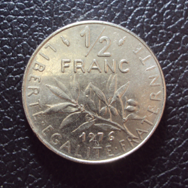 Франция 1/2 франка 1976 год.