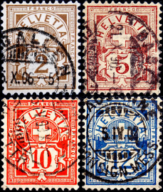 Швейцария 1894 год . Стандарт . Крест над номиналом , часть серии . Каталог 3,90 £.