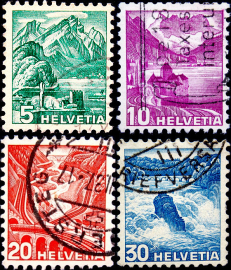 Швейцария 1936 год . Пейзажи , часть серии . Каталог 2,50 €.