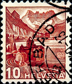 Швейцария 1942 год . Шильонский замок 10 с . Каталог 2,50 €.
