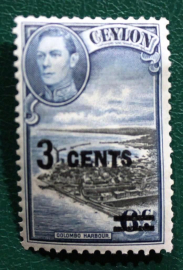Цейлон 1940 Порт Коломбо Надпечатка Георг VI Sc#290 MLH