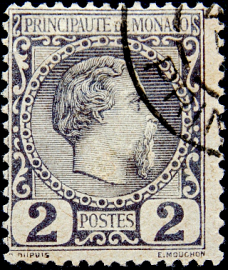  Монако 1885 год . Prince Charles III (1818-1889) , 2 с . Каталог 32,0 £.