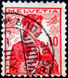 Швейцария 1909 год . Статуя Гельвеции . 10 с. Каталог 0,75  . (2)