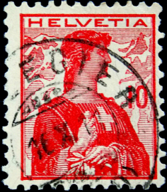Швейцария 1909 год . Статуя Гельвеции . 10 с. Каталог 0,75 £. (5)