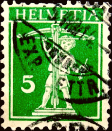 Швейцария 1911 год . Сын Вильгельма Телля , 5 с . Каталог 0,5 €. (2)