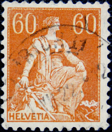 Швейцария 1918 год . Гельвеция с мечом , 60 с . Каталог 1,40 €. (1)