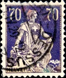 Швейцария 1924 год . Гельвеция с мечом , 70 с . Каталог 4,50 €. (1)