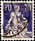 Швейцария 1924 год . Гельвеция с мечом , 70 с . Каталог 4,50 €. (1)
