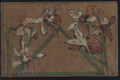 Открытка 1940-е. Открытка дореволюционная. Орнамент орхидеи, цветы. чистая РЕДКОСТЬ