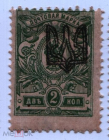 1919-20гг. Восточная Украина. 2 коп. надпечатка трезубец