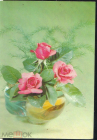 Открытка СССР 1981 г. Цветы, ваза, розы. фото Б. Круцко ДМПК авиа чистая