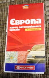 Европа  карта 1:3 750 000 автомобильных дорог   2010 г