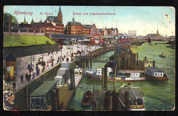 Открытка Европа Германия 1920-е Гамбург. старинная, редкая, цветная, прошла почту