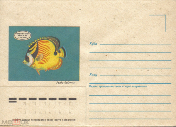 ХНМК СССР 1986 г. Рыба-бабочка. Рыбы, фауна. Обитетели морских глубин