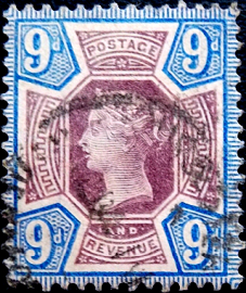 Великобритания 1887 год . Королева Виктория . 009 p. Каталог 48,0 £ .