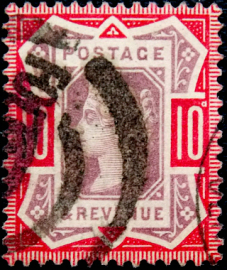 Великобритания 1887 год . Королева Виктория . 010 p. Каталог 45,0 £ . (1)